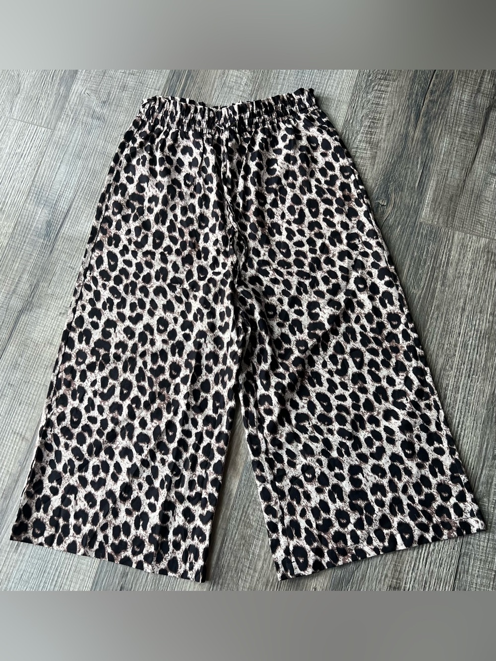 HALARA Leopard Print Wide-Leg Pants - Black & Cream Size Medium